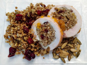 Turkey Breast Stuffed with Buckwheat, Pumpkin Seeds & Dried Cranberries a