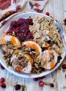 Turkey Breast Stuffed with Buckwheat, Pumpkin Seeds & Dried Cranberries