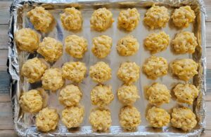 Mac and Cheese Balls Ready to be frozen.
