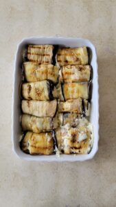 Three cheese Eggplant Rolls before the sauce