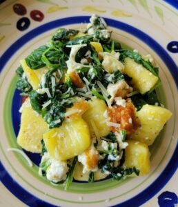 Garlic Gnocchi with Paneer and Spinach
