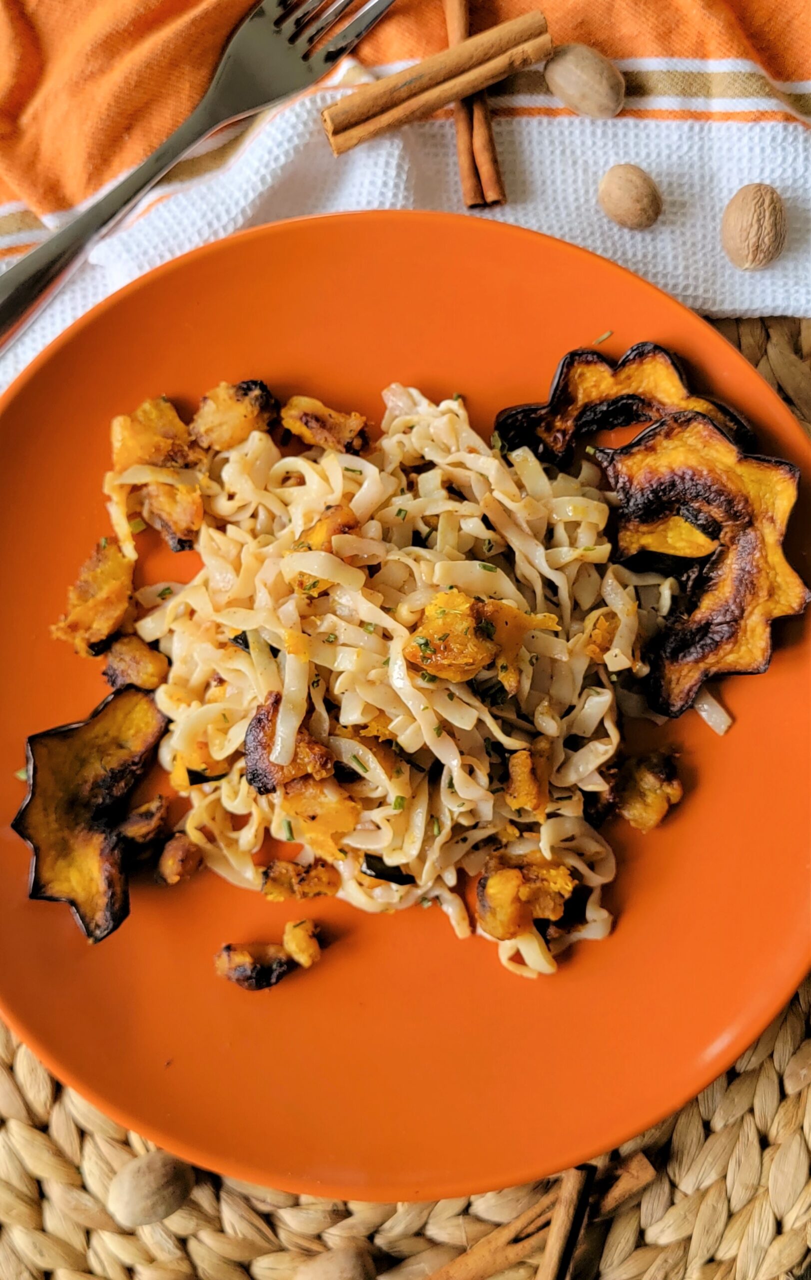 ACORN SQUASH WITH PLANT BASED BUTTER AND low carb pasta