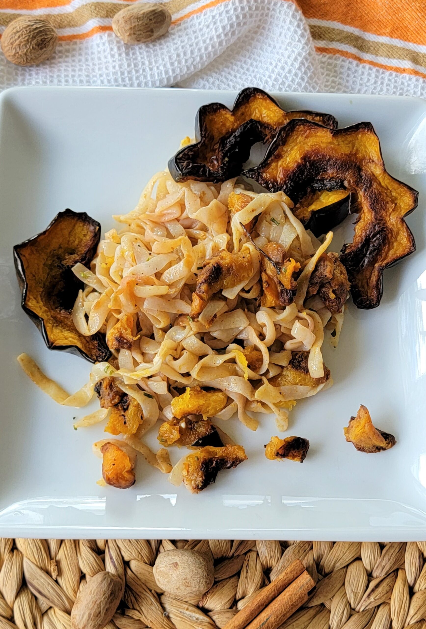 Acorn Squash with Plant Based Butter and Low Carb Pasta