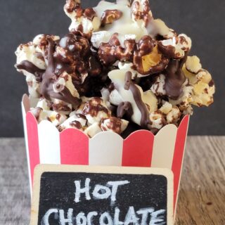 Dark Hot Chocolate Popcorn with Chocolate Drizzle