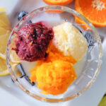 Fresh Fruit Sorbet. Honey Lemon, Mandarin Orange and Blood Orange.