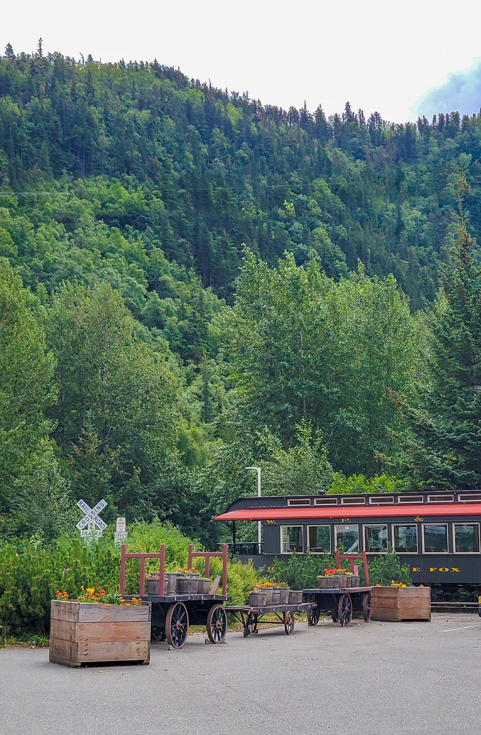 The train takes you all around in Skagway, Alaska