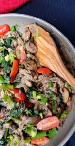 Eggplant Noodles with Spinach and Mushrooms