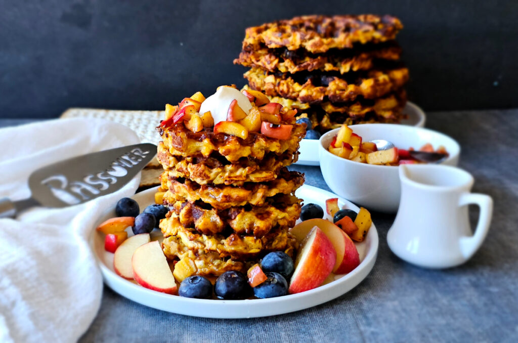 Apple Matzo Brie Waffles - Kosher Everyday