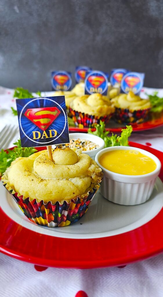 Hamburger Cupcakes with Mashed Potato Frosting.